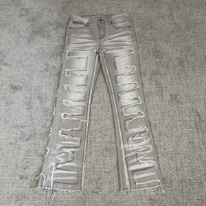 Rockstar Original Jeans Boys 14 Super Shake Stacked Flare Denim Light Gray